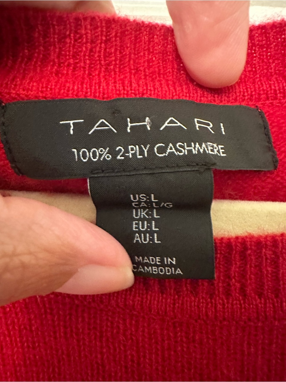 Tahari cashmere Bright Red Crewneck Sweater - Picture 3 of 3